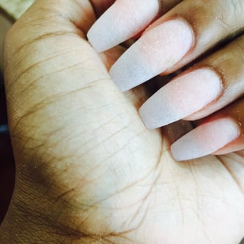 Eminence Nail Bar - The acrylic is white instead of pink because she used "the cheap stuff" my nails have never looked white without paint - Nail Salons Near Me - Philadelphia, Pennsylvania