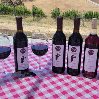 L & M Vineyard - a selection of wine bottles and glasses - Wine Tasting Room Near Me - Gilroy, California L & M Vineyard - a selection of wine bottles and glasses - Wine Tasting Room Near Me - Gilroy, California