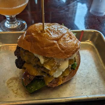 Battle Alley Brewing - Their special burger, sounded delicious but it was okay. - Breweries Near Me - Holly, Michigan Battle Alley Brewing - Their special burger, sounded delicious but it was okay. - Breweries Near Me - Holly, Michigan
