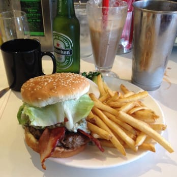 Cafe 50's - Blue cheese burger with 4 different beverages. - Diners Near Me - Los Angeles, California