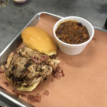 Smoked - Pulled pork sandwich and baked beans - Barbeque Near Me - Harahan, Louisiana