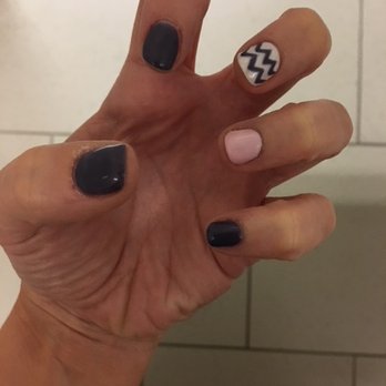 Starlight Nails - Pinterest design that I showed them. Technician hand painted the zig zag. - Nail Salons Near Me - Arlington, Virginia Starlight Nails - Pinterest design that I showed them. Technician hand painted the zig zag. - Nail Salons Near Me - Arlington, Virginia