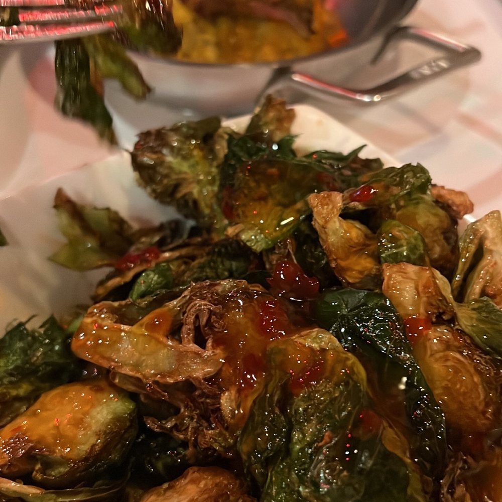 Donjito - Hot Honey Brussels (front) and Mofongo Churrasco (back) - Latin American Near Me - Mamaroneck, New York Donjito - Hot Honey Brussels (front) and Mofongo Churrasco (back) - Latin American Near Me - Mamaroneck, New York