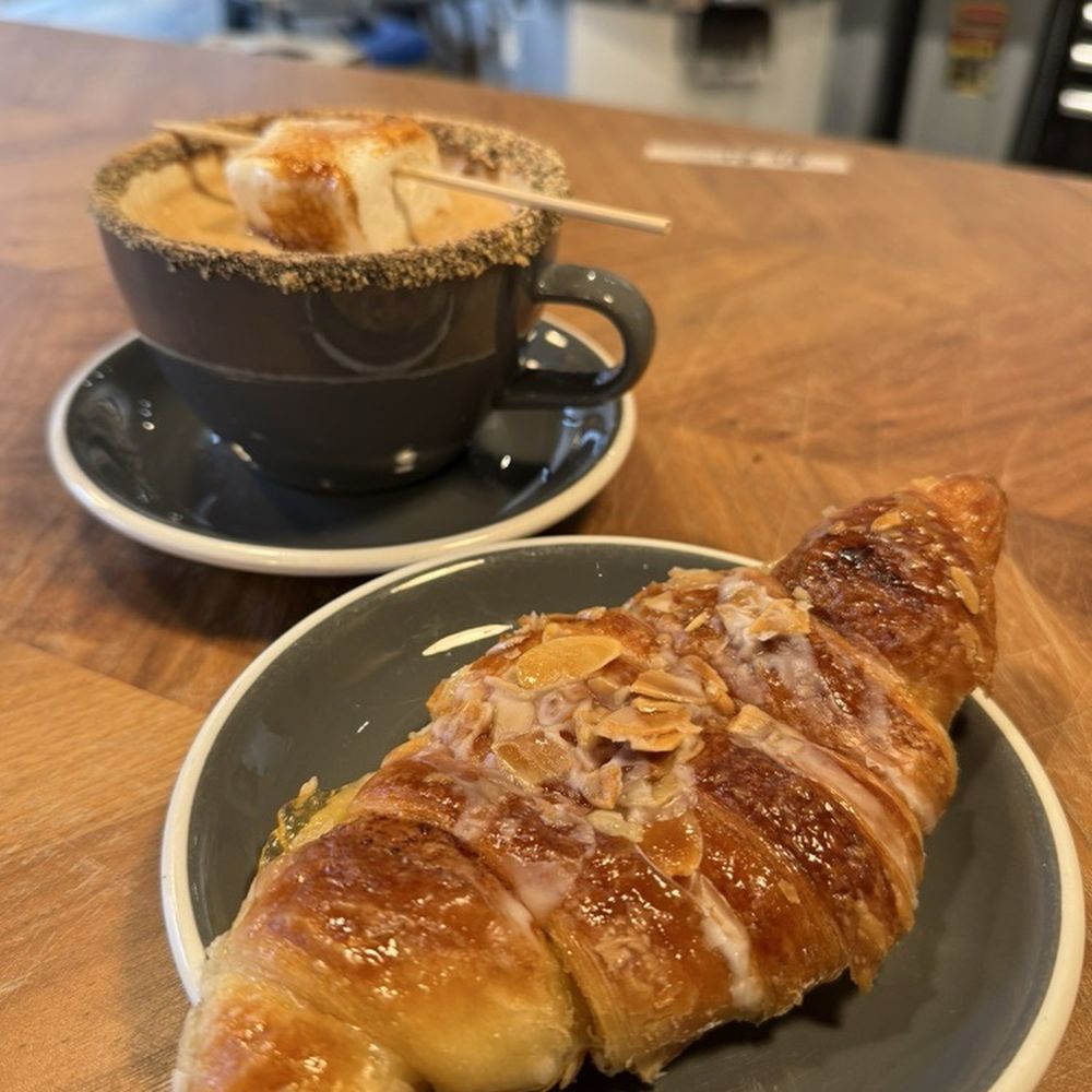 S'more Latte and Almond Croissant