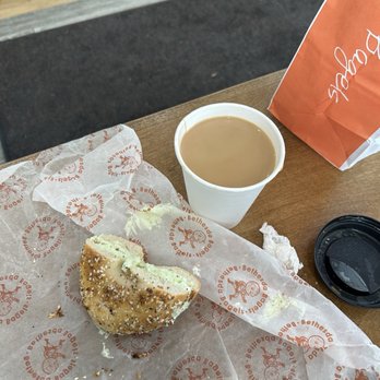 Bethesda Bagels - Everything bagel with chive, 12 oz hot coffee - Bagels Near Me - Potomac, Maryland