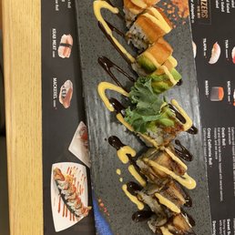 King Kai sushi with salmon and eel plus avocado on top.
