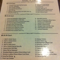 Lunch special menu