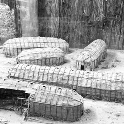Réserve Huronne-Wendat de Wendake - Model of Huron longhouse village at the traditional village site.