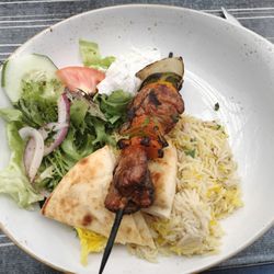 Rafi's Kitchen - Greek-style beef shishkebab with pilaf, salad, and pita @ Rafi's Platter/ Olean, NY