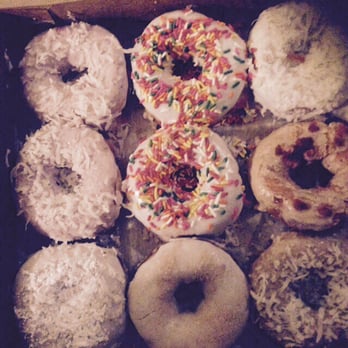 Duck Donuts - 2 vanilla with rainbow sprinkles, 2 maple icing with bacon bits, 2 strawberry icing n coconut 2 vanilla with coconut - Donuts Near Me - Herndon, Virginia Duck Donuts - 2 vanilla with rainbow sprinkles, 2 maple icing with bacon bits, 2 strawberry icing n coconut 2 vanilla with coconut - Donuts Near Me - Herndon, Virginia