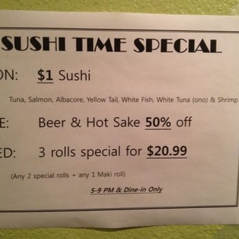 Sushi Time - Specials - Sushi Bars Near Me - Seaside, California