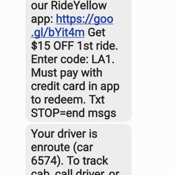 Taxi Service Yellow Cab - Proof receipt for the my ordered ride