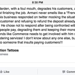 Revolution Tattoos - Tim Harden, Tattoo artist insults customers refuses to reimburse their money and no services rendered! Customers Beware!!!