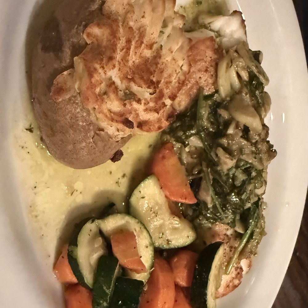 Eureka Sea Grill - Lingcod with stuffed baked potato - Seafood Near Me - Eureka, California Eureka Sea Grill - Lingcod with stuffed baked potato - Seafood Near Me - Eureka, California