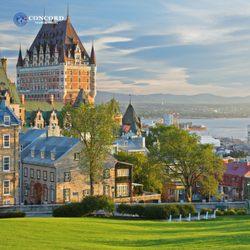 Concord Tours & Travel - Golden hour over Old Québec City, showcasing the iconic Fairmont Le Château Frontenac.