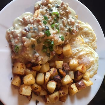 Tin Pan Galley - Sausage Poblano Biscuits and Gravy... Not quite as good as it looks. - American Near Me - Sackets Harbor, New York Tin Pan Galley - Sausage Poblano Biscuits and Gravy... Not quite as good as it looks. - American Near Me - Sackets Harbor, New York