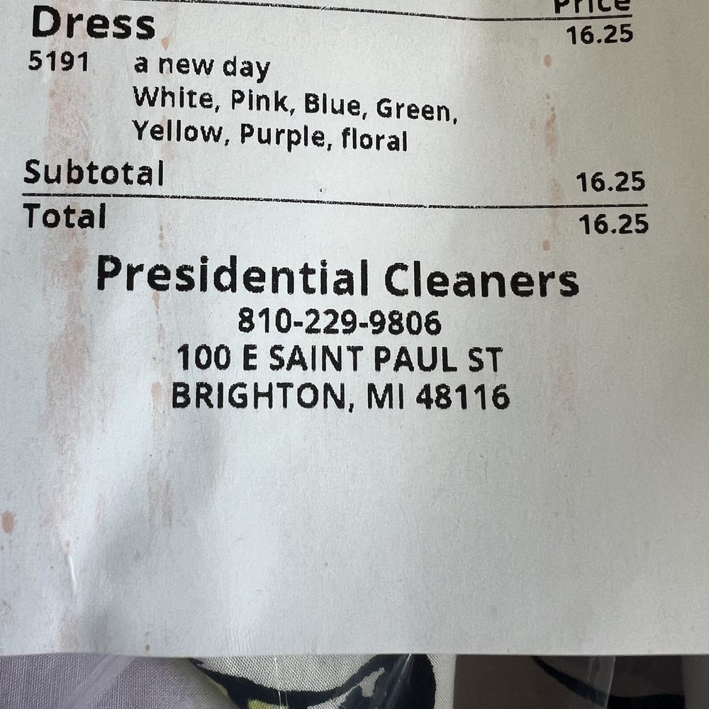 Presidential Cleaners - 16.25 to clean a $30 dress. - Laundry Services Near Me - Brighton, Michigan Presidential Cleaners - 16.25 to clean a $30 dress. - Laundry Services Near Me - Brighton, Michigan