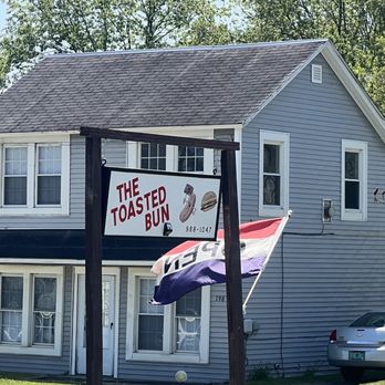 The Toasted Bun - View from restaurant toward street signage - Hot Dogs Near Me - Troy, Vermont The Toasted Bun - View from restaurant toward street signage - Hot Dogs Near Me - Troy, Vermont