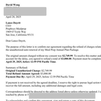 Prepboys Meal Prep - Legal Contract sent to Lance and signed - Food Delivery Services Near Me - San Jose, California