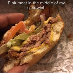 Pink meat in the middle of my sandwich Pink meat in the middle of my sandwich