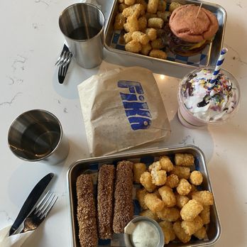 Fika - Late night Krusty Krab theme, fish sticks and pretty patty with Patrick'a milkshake - Breakfast & Brunch Near Me - Grand Rapids, Michigan
