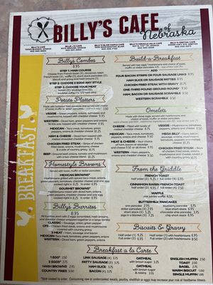 Menu photo 2 Billy's Cafe Omaha, NE Menu photo 2 Billy's Cafe Omaha, NE