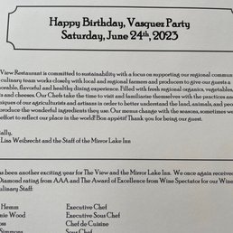 Personalized Bday Menu