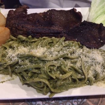 Hugo's Restaurant - Steak with spaghetti a la verde - Latin American Near Me - Rahway, New Jersey Hugo's Restaurant - Steak with spaghetti a la verde - Latin American Near Me - Rahway, New Jersey