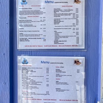 BGH Cafe - menu as of Aug 2020 - Bagels Near Me - Dauphin Island, Alabama