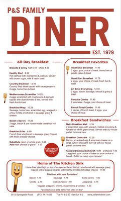 Menu photo 2 P & S Family Diner Cincinnati, OH Menu photo 2 P & S Family Diner Cincinnati, OH