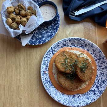 Tupelo Honey - Fried Okra and Fried Green Tomatoes for appetizers - Southern Near Me - Omaha, Nebraska Tupelo Honey - Fried Okra and Fried Green Tomatoes for appetizers - Southern Near Me - Omaha, Nebraska
