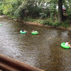 Viele Margaritas - Watching tubers floating down the 'hooch while I enjoy Oktoberfest in Helen at Viele Margaritas on the deck.