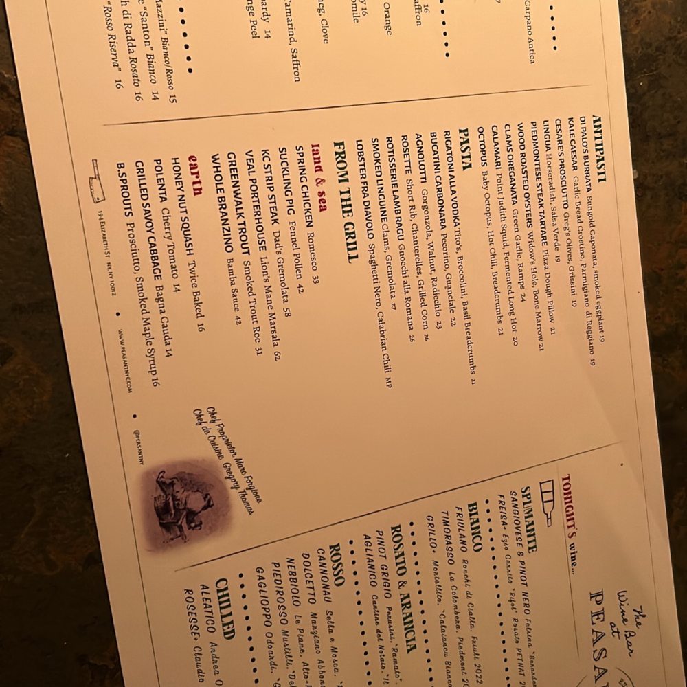 Peasant - Menu - Italian Near Me - New York, New York Peasant - Menu - Italian Near Me - New York, New York