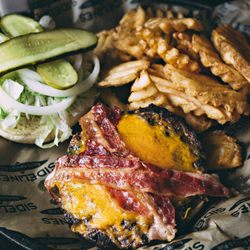 Sidelines Sports Eatery - Sylvania - Bacon Cheeseburger + Waffle Fries