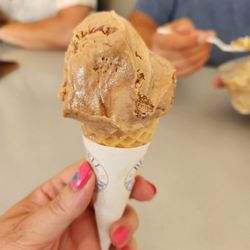 Pop’s Sweet Shop - Chocolate almond single scoop on sugar cone