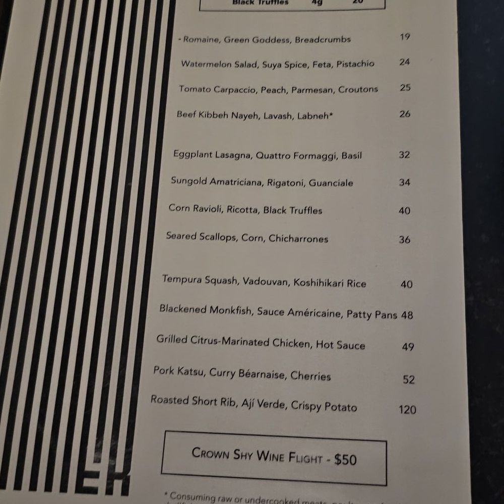 Crown Shy - A la carte menu - New American Near Me - New York, New York