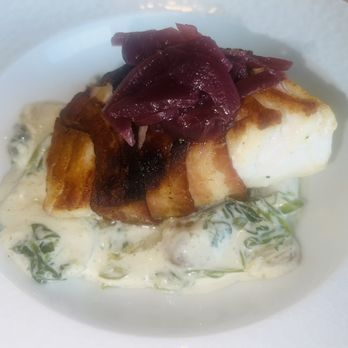 Tarpon Bay Restaurant - Bacon wrapped Grouper- could have been better. Just looks great. - Seafood Near Me - Bonita, Florida