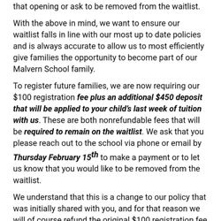 The Malvern School of Blue Bell - Asking for more money after what was initially agreed upon