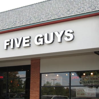 Five Guys - the front of a five guys restaurant - Burgers Near Me - Centreville, Virginia