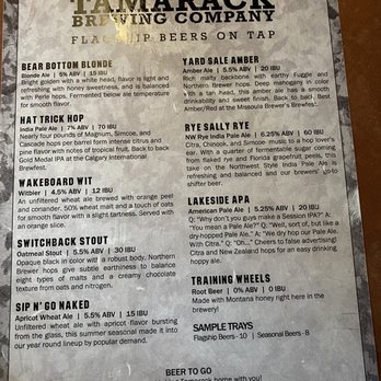 Tamarack Alehouse & Grill - Beer menu - Burgers Near Me - Lakeside, Montana Tamarack Alehouse & Grill - Beer menu - Burgers Near Me - Lakeside, Montana
