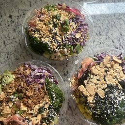 Three build your own Poke Bowls with Two Proteins. Three build your own Poke Bowls with Two Proteins.
