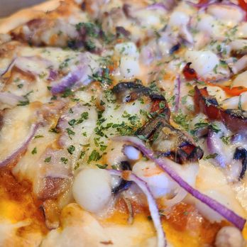 Savoy Kitchen - Half duck half seafood pizza - Asian Fusion Near Me - Alhambra, California Savoy Kitchen - Half duck half seafood pizza - Asian Fusion Near Me - Alhambra, California