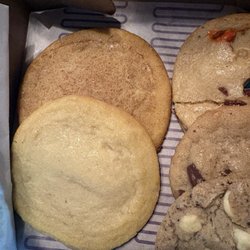Insomnia Cookies - Snickerdoodle, Sugar cookie , m&m cookie, cookies and cream.