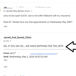 Jarrett Pediatric Clinic - Unprofessional email.