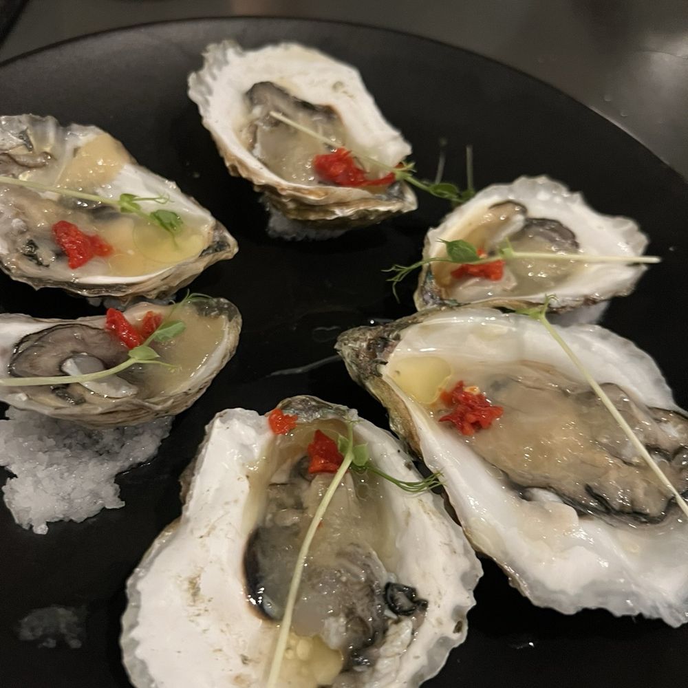 29 Markle Ct - Copps Island oysters with pear & sake granita, lemongrass oil, pickled chilies, local micro greens $18 - New American Near Me - Bridgeport, Connecticut 29 Markle Ct - Copps Island oysters with pear & sake granita, lemongrass oil, pickled chilies, local micro greens $18 - New American Near Me - Bridgeport, Connecticut