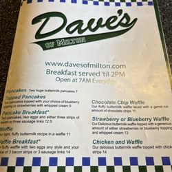 Dave's of Milton - Menu