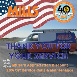 Mills Heating & Air - At Mills Heating & Air, we honor military members and veterans with an extra 10% off HVAC service calls, AC repairs, and HVAC maintenance.