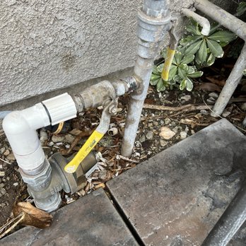 Fred & Sons Plumbing And Drain - Prior to repair (pin hole leak in the copper lateral by the ball valve) - Plumbing Near Me - Bloomington, California Fred & Sons Plumbing And Drain - Prior to repair (pin hole leak in the copper lateral by the ball valve) - Plumbing Near Me - Bloomington, California