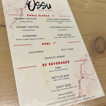 Ossu Asian Tavern - Menu - Japanese Near Me - Atlantic City, New Jersey
