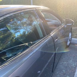 The alarm probably went off and didn't scare them away, broke the other side and left it cracked open. The alarm probably went off and didn't scare them away, broke the other side and left it cracked open.